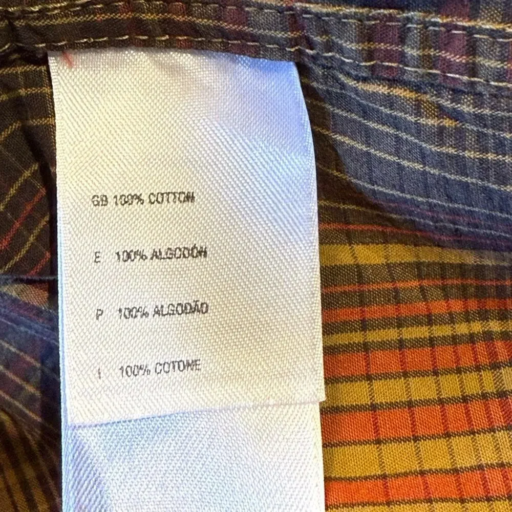 The North Face Gold, Red and Brown  Plaid Long Sleeve Cotton Shirt Mens Large